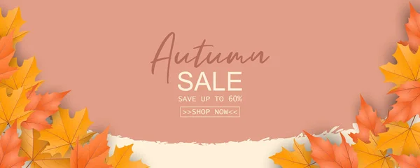 Abstract Autumn Sale Banner Autumn Leaves Background — Stock Vector
