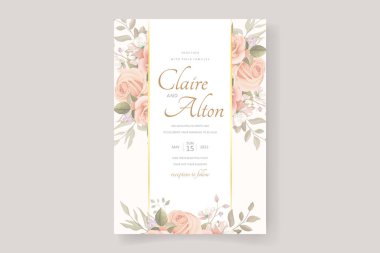 Yumuşak çiçekleri ve düğün davetiyesi tasarımını bırakır