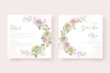 Yumuşak çiçekleri ve düğün davetiyesi tasarımını bırakır