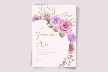 Yumuşak çiçekleri ve düğün davetiyesi tasarımını bırakır