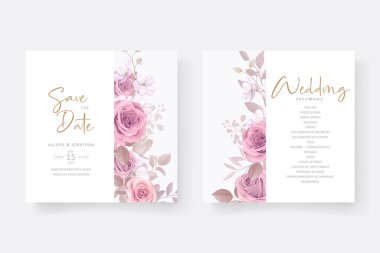 Yumuşak çiçekleri ve düğün davetiyesi tasarımını bırakır