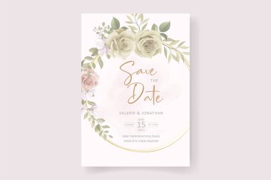 Yumuşak çiçekleri ve düğün davetiyesi tasarımını bırakır