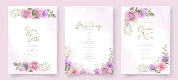 Софт Цветочные Листья Дизайн Свадебных Приглашений — стоковый вектор