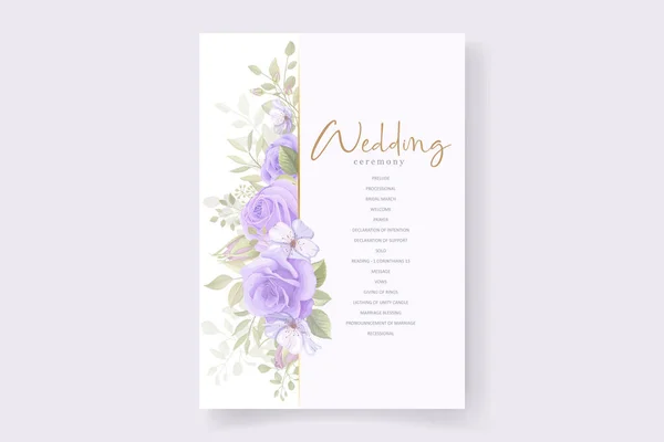 Wedding Invitation Template Beautiful Flowers Leaves — Stock Vector