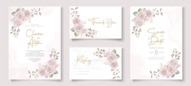 Güzel çiçek düğün davetiyesi şablonu