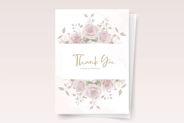 美しい花の結婚式招待状カードテンプレート — ストックベクタ