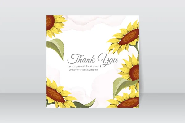 Dziękujemy Projekt Karty Pięknymi Słonecznikami — Wektor stockowy