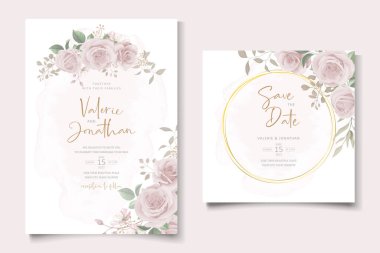 Güzel çiçek düğün davetiyesi şablonu