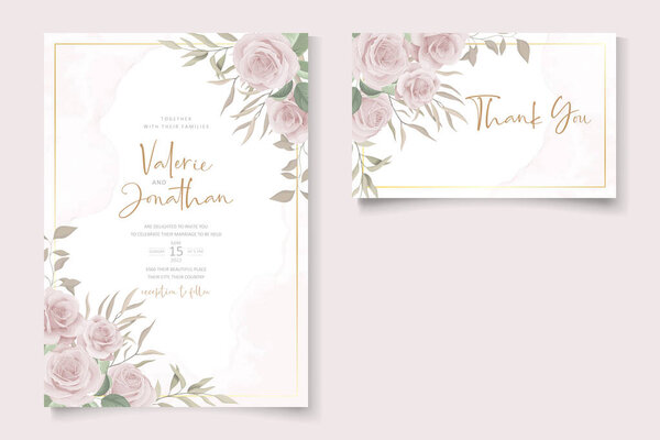 Красивый шаблон приглашения на свадьбу цветов