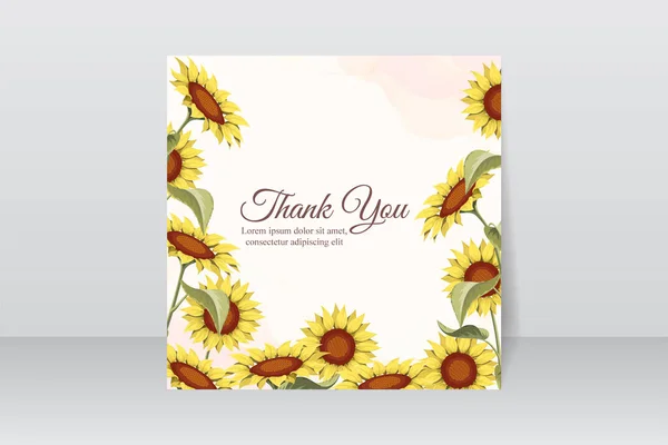 Σας Ευχαριστώ Σχεδιασμό Καρτών Όμορφα Ηλιοτρόπια — Διανυσματικό Αρχείο