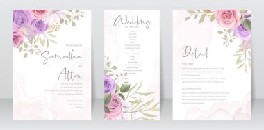 Güzel çiçek düğün davetiyesi şablonu