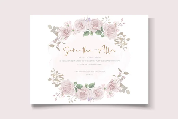 Belle Fleur Modèle Carte Invitation Mariage — Image vectorielle