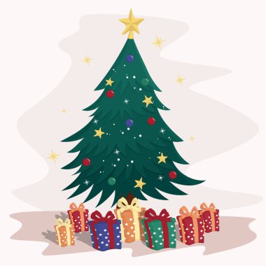 El yapımı, hediyeli bir yılbaşı ağacı.