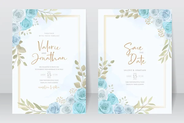 Hermosas Rosas Plantilla Tarjeta Invitación — Vector de stock