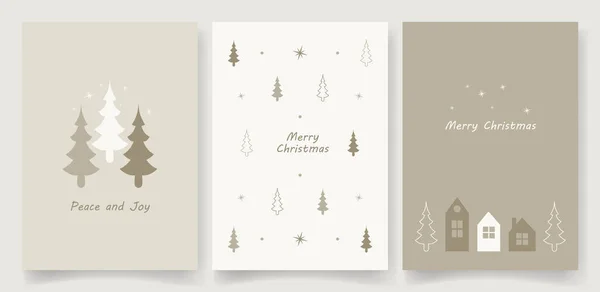 手描きクリスマスと新年のグリーティングカードテンプレート — ストックベクタ