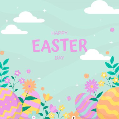 El çizimi düz Paskalya arkaplanı