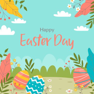 El çizimi düz Paskalya arkaplanı