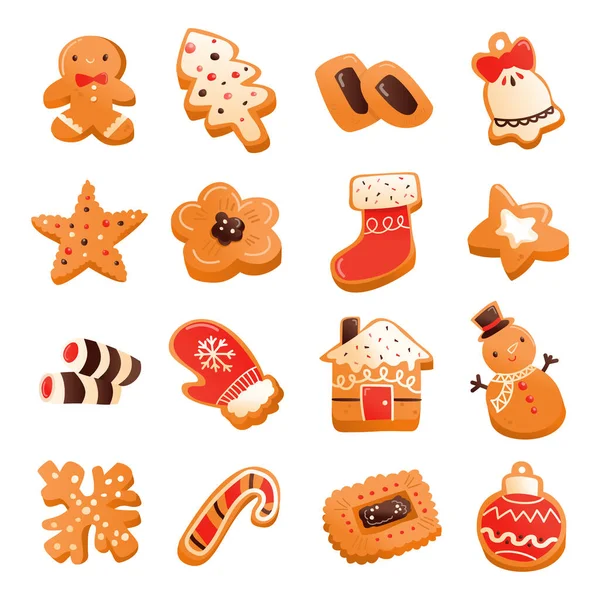 Μια Εικονογράφηση Διάνυσμα Κινουμένων Σχεδίων Του Σούπερ Χαριτωμένο Gingerbread Χριστουγεννιάτικα — Διανυσματικό Αρχείο