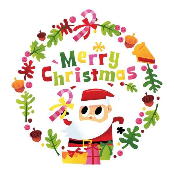 Cartoon Vector Illustration Super Cute Cartoon Happy Merry Christmas Santa — Stock Vector