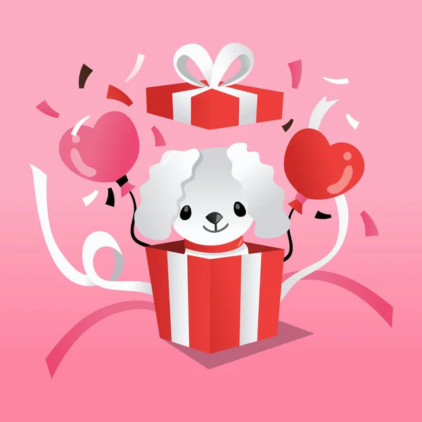 Een Cartoon Vector Illustratie Van Een Schattige Witte Maltese Puppy — Stockvector