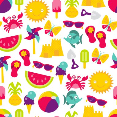 Retro yaz saati eğlenceli Dikişsiz desen arka plan