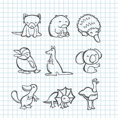 Avustralya hayvanlar Doodle Hat sanatı