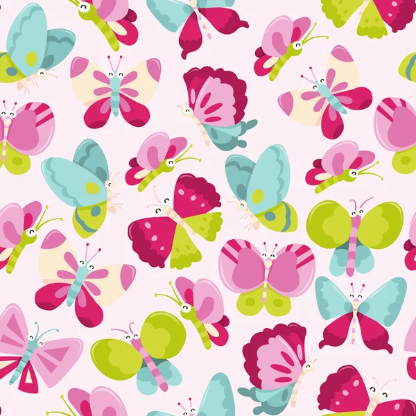 Glücklich süße Schmetterlinge nahtlose Muster Hintergrund — Stockvektor