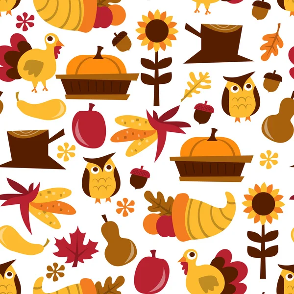 Retro Fall Harvest Seamless Pattern Background — Stock Vector
