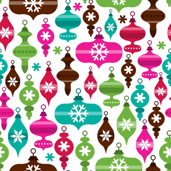 Retro Holly Jolly Decoraciones de Navidad Patrón sin costura Backgro — Vector de stock