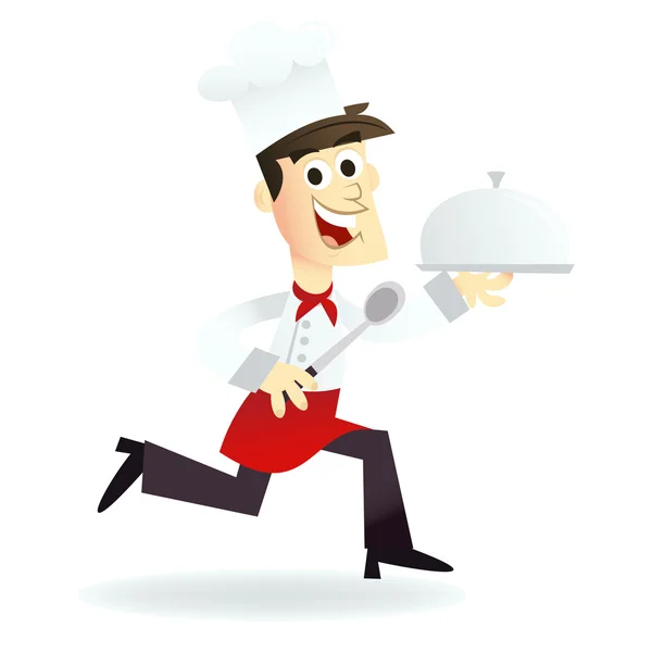 Cartoon Running Chef — Stockvektor