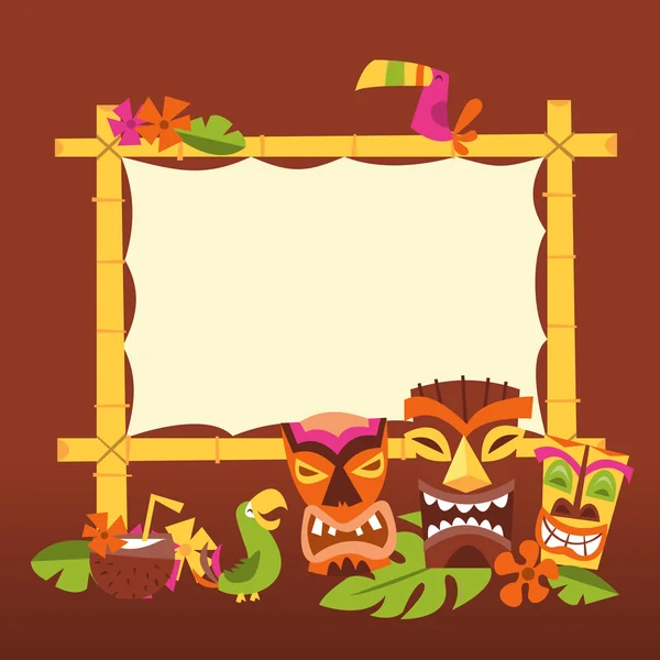 Signo de fiesta Tiki Luau Hawai retro — Vector de stock