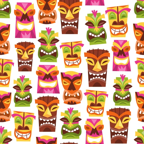Retro Hawaiian Luau Party Tiki Seamless Pattern Background — Stock Vector