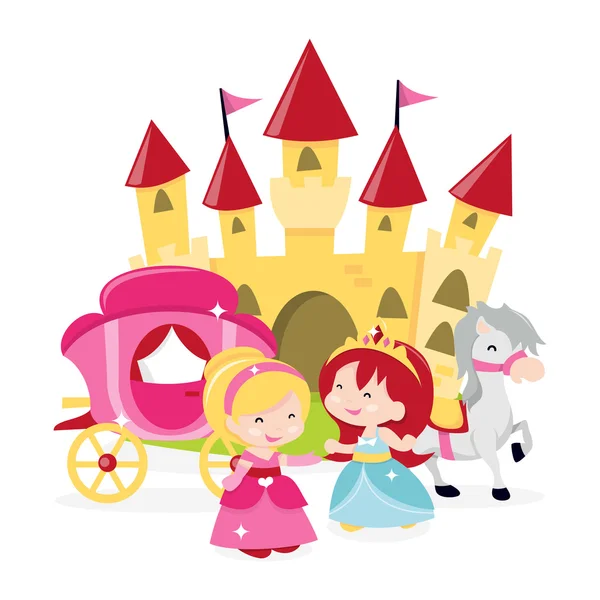 Castelo das Princesas dos Desenhos Animados — Vetor de Stock