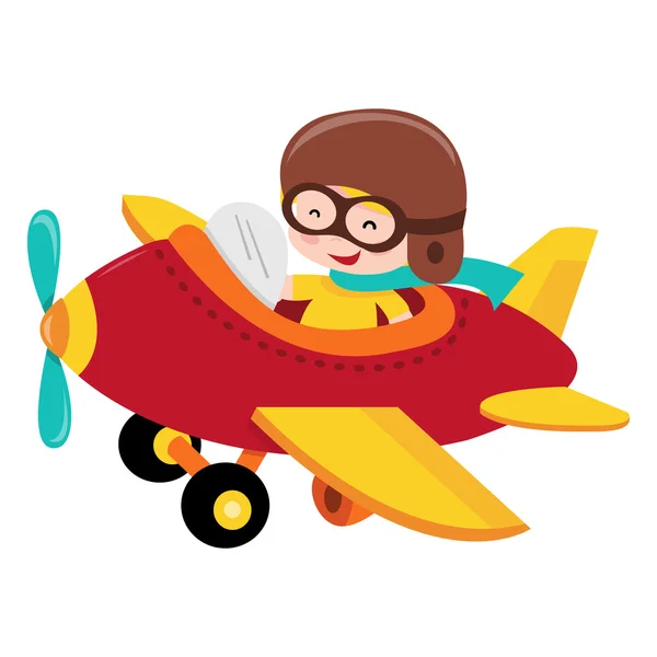 Feliz piloto volador Kid — Vector de stock