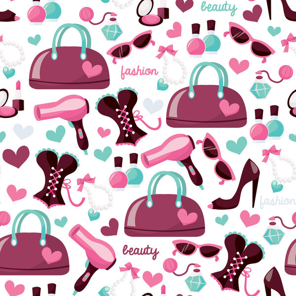 Girly Fashion Beauty Seamless Pattern Background