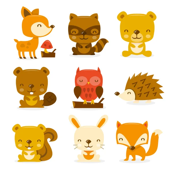 Super mignon Woodland Creatures Set — Image vectorielle