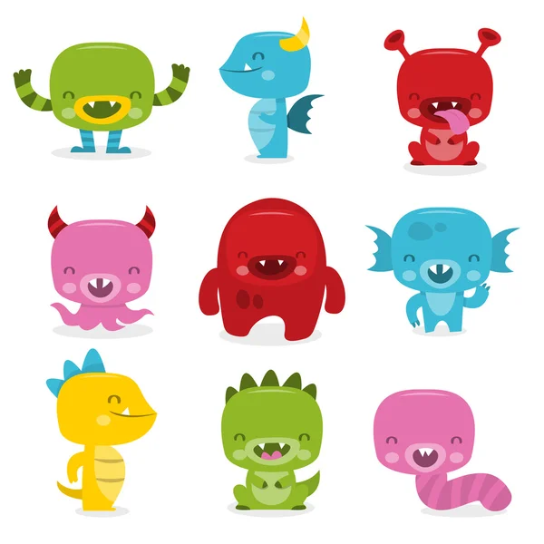 Merry Monsters Icons Set — Stock Vector