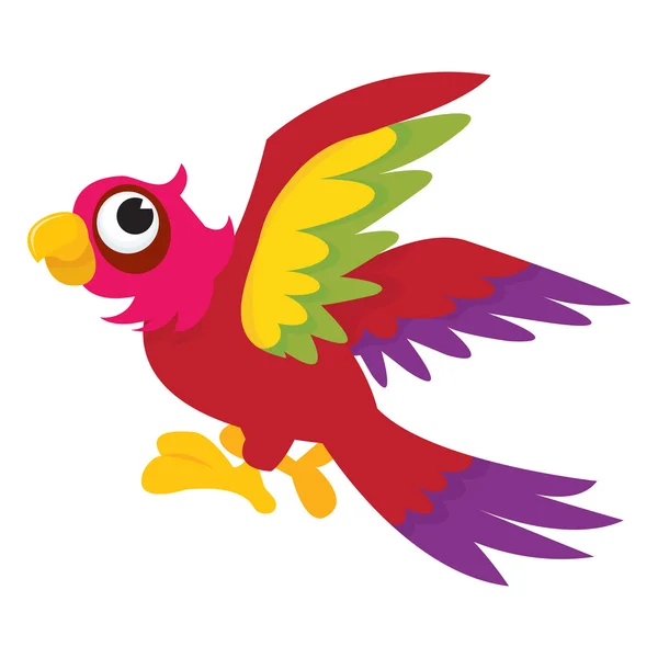 Cartoon Parrot Flying — Stock Vector