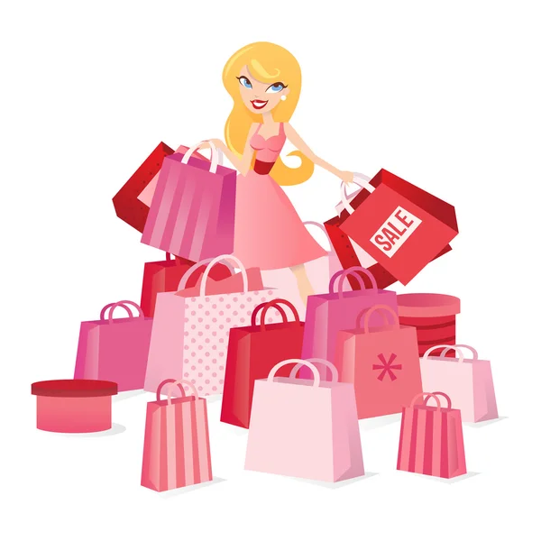 Sale Shopping Girl — Stock Vector