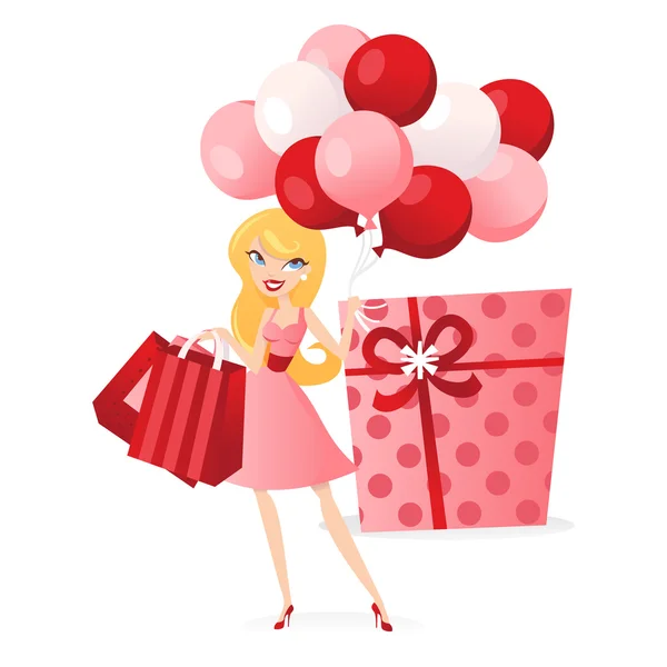 Cadeaux Ballons Fille — Image vectorielle