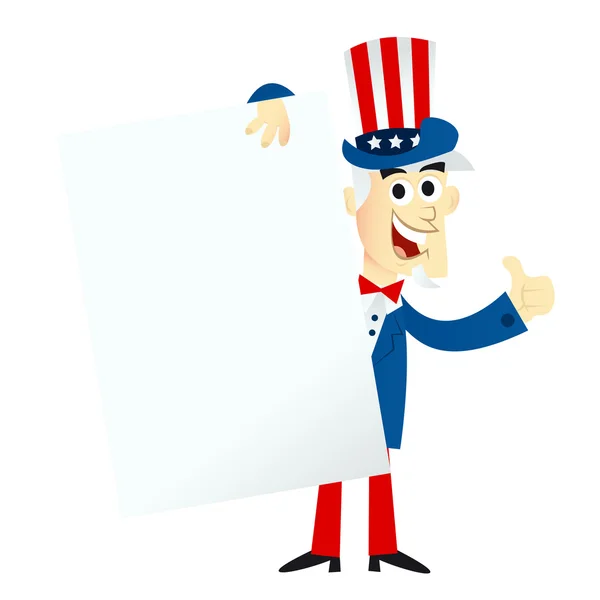 Uncle Sam With Blank Sign — Stock Vector