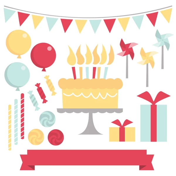 Retro Birthday Celebration instellen — Stockvector