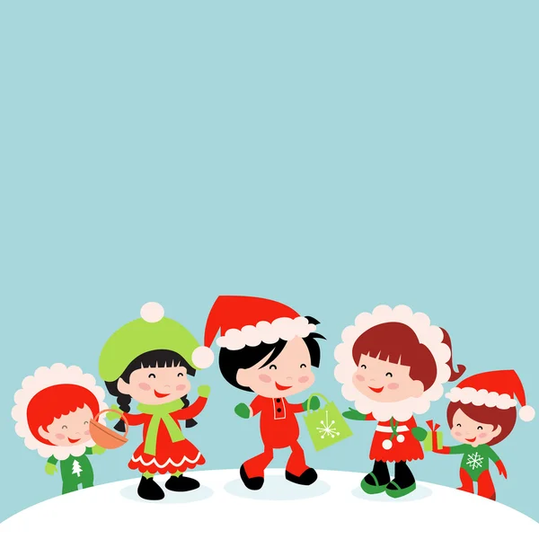Natale inverno bambini copia spazio — Vettoriale Stock