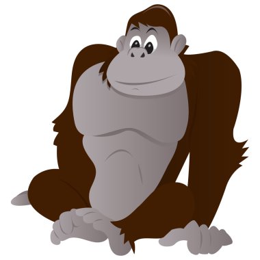 Mutlu karikatür goril oturma