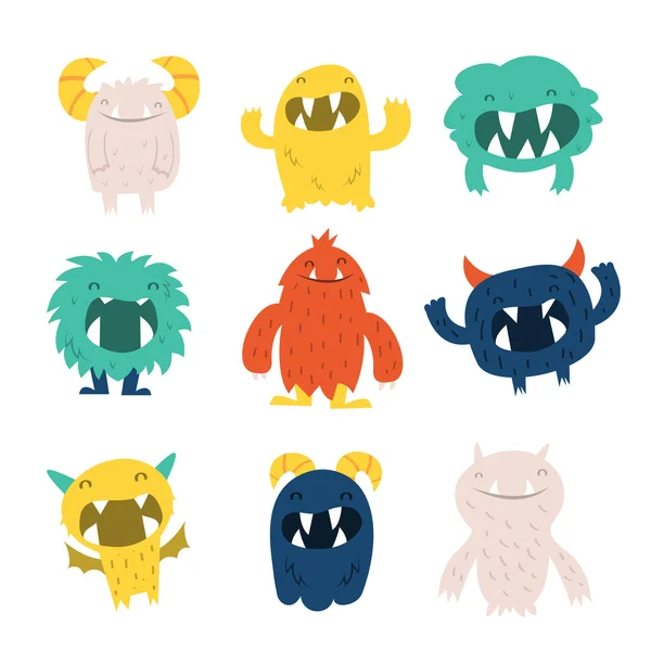 Schattige harige Monsters Set — Stockvector