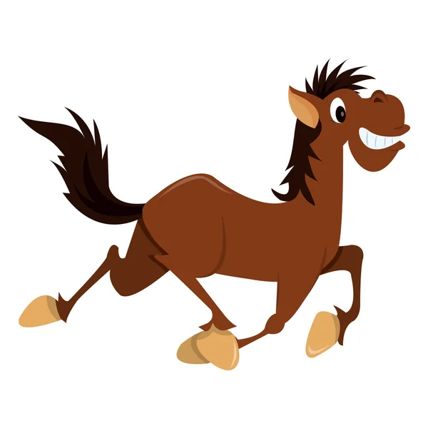 Rajzfilm mosolygó vágtató ló — Stock Vector