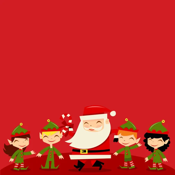 Natale Santa Elfi copiare lo spazio Sfondo — Vettoriale Stock