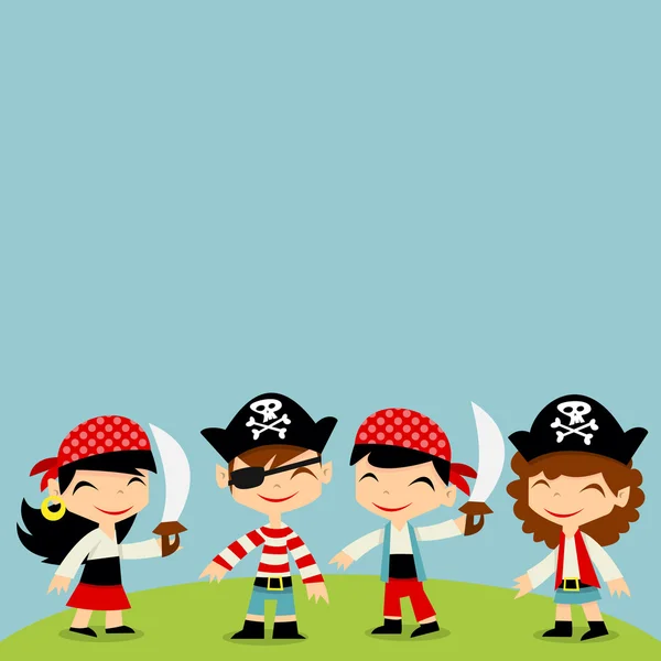 复古的海盗冒险孩子复制空间 — 图库矢量图片