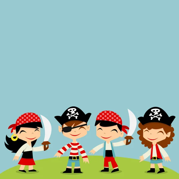 Retro Pirata Aventura Niños copiar espacio — Vector de stock