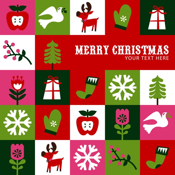 Nordic Christmas Tiles copy space — Stock Vector